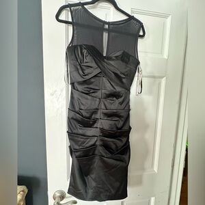 Calvin Klein Sweetheart Neck Mesh Dress | Satin | Size 2